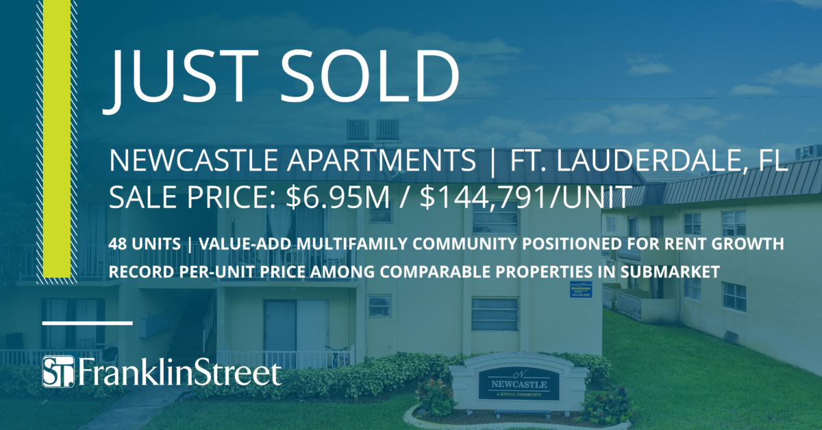 Franklin Street Arranges Record Setting Sale of ValueAdd Apartment