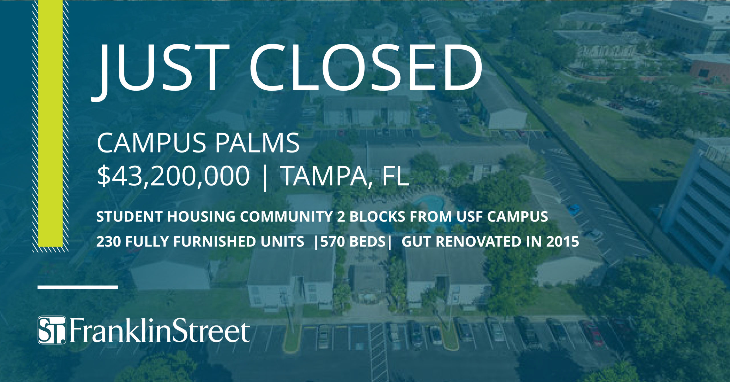 Franklin Street Arranges 43.2M Sale of Student Housing Community Near USF in Tampa Franklin