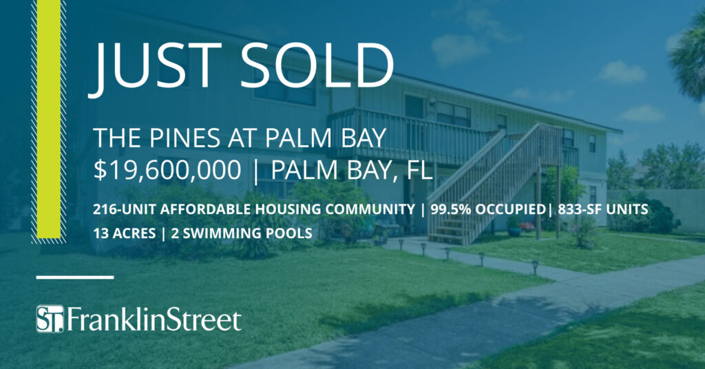Franklin Street Arranges Sale of 216-Unit Affordable Housing Property in Melbourne / Palm Bay, FL, for $20M