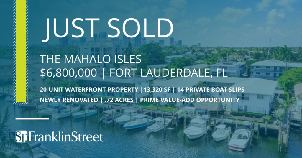 Franklin Street Arranges Sale of Fort Lauderdale Apartment Property for $340K Per Unit