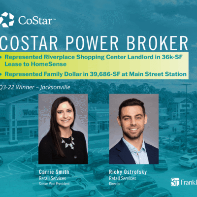 Franklin Street’s Carrie Smith and Ricky Ostrofsky Recognized in Q3-22 CoStar Power Broker Awards