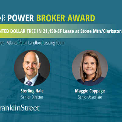 Franklin Street’s Sterling Hale and Maggie Coppage Recognized in Q3-23 CoStar Power Broker Awards