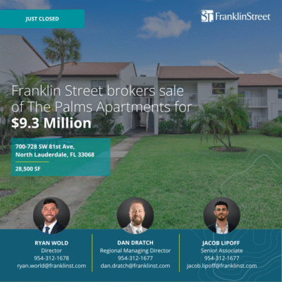 Franklin Street Brokers Sale of The Palms Apartment