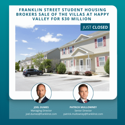 Franklin Street Student Housing brokers sale of The Villas at Happy Valley for $30 million