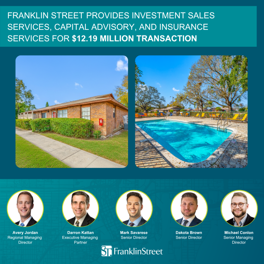 Franklin Street provides investment sales services, capital advisory, and insurance services for $12.19 million transaction